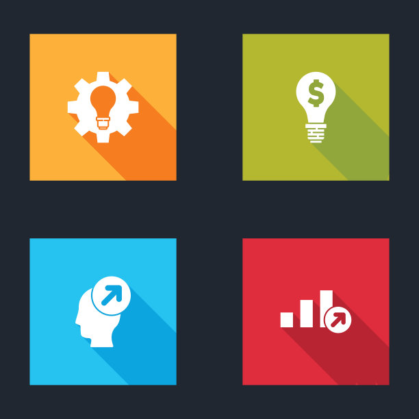设置灯泡和齿轮，与美元，猎头概念和金融增长图标。向量图片下载