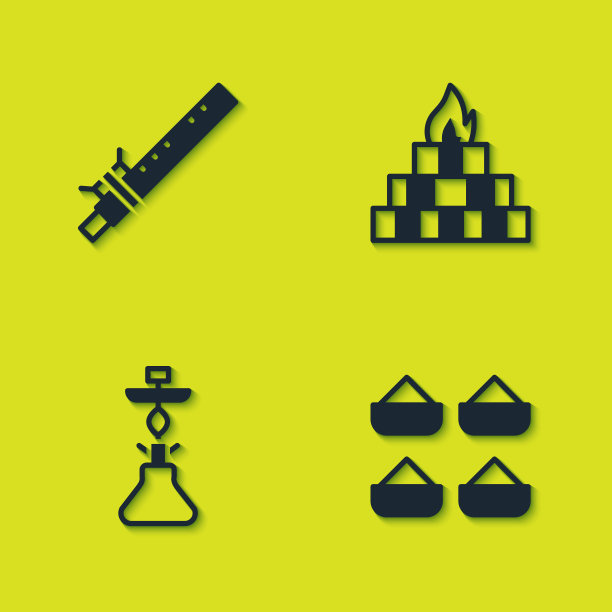 集竹笛印度，印度香料，水烟和雅格纳图标。向量图片下载