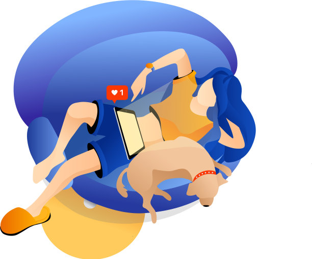 漂亮的长发女孩像狗一样快乐图片下载