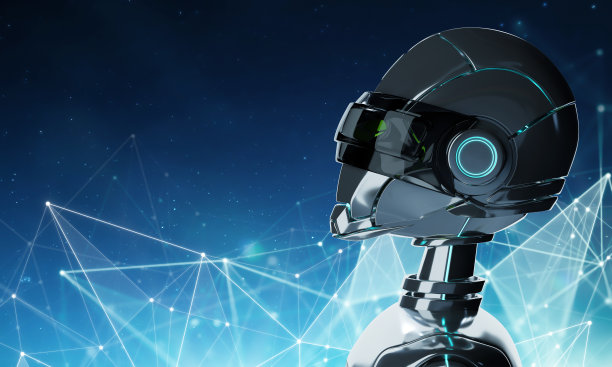 人工智能机器人头部的3D渲染图片下载