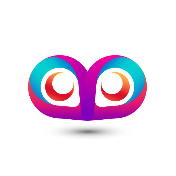 可怕的渐变猫头鹰月亮标志设计模板图片下载