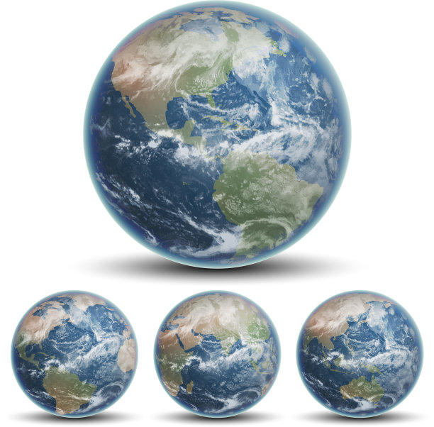 蓝色的地球和三个小的地球图片下载