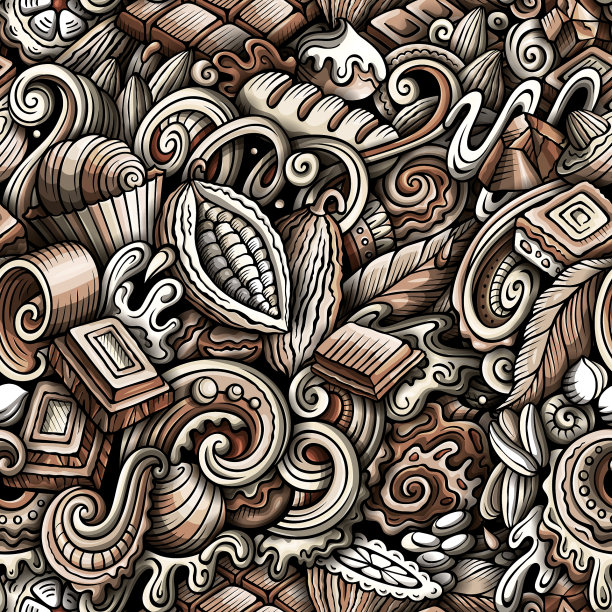 巧克力手绘涂鸦无缝图案图片下载