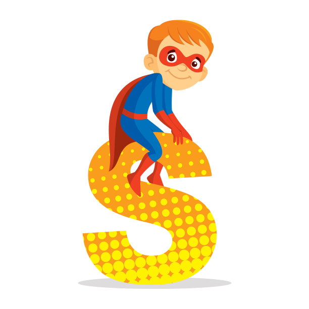 ABC字母s超级英雄男孩卡通人物图片下载