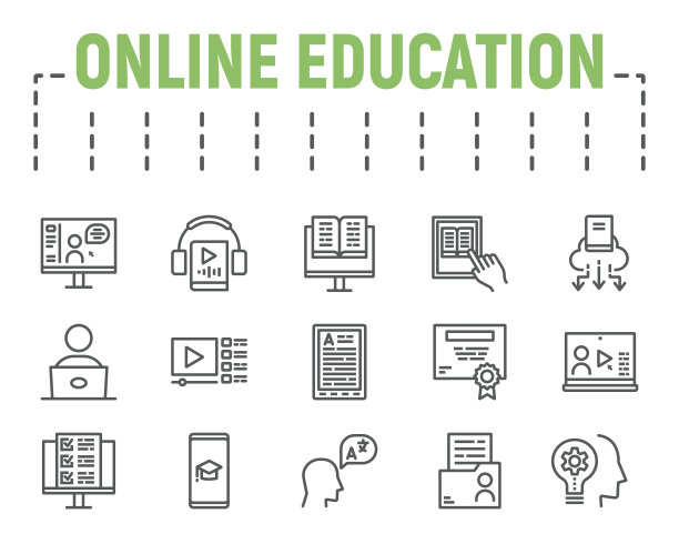 在线教育线上图标设置远程学习图片下载