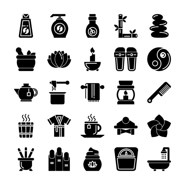 水疗实体图标集图片下载