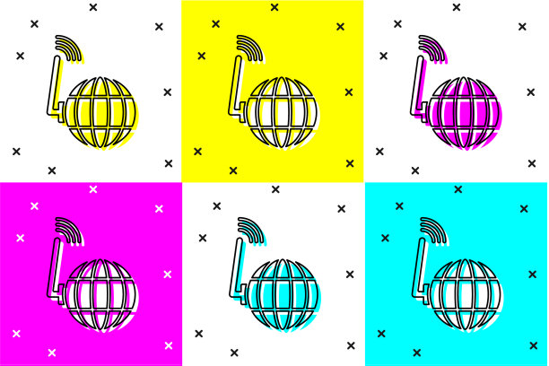 设置全球科技或社交网络图标图片下载