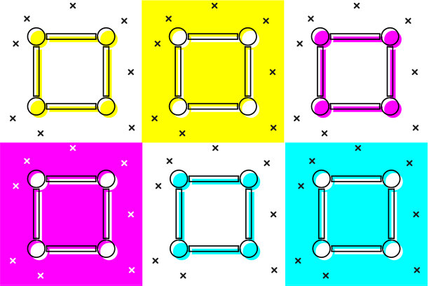 设置几何图形正方形图标孤立的颜色图片下载