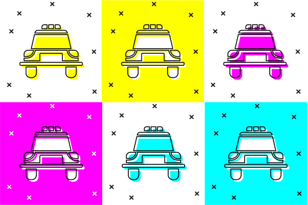 设置警车和警察闪光图标隔离图片下载