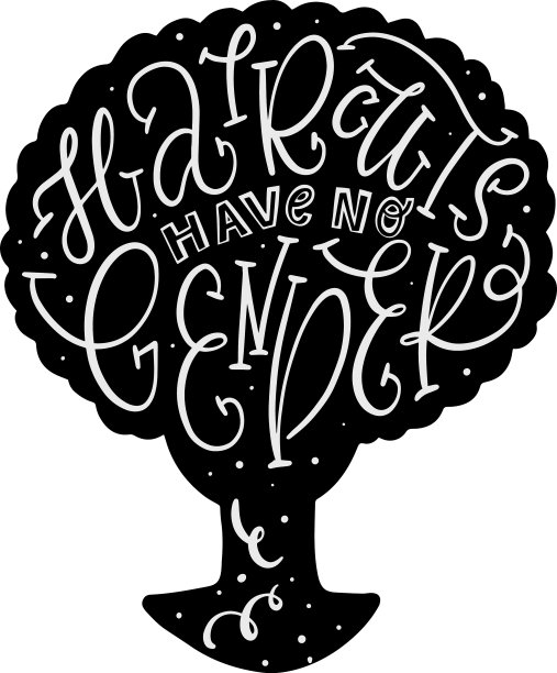 黑色剪影发型上的引用字母图片下载