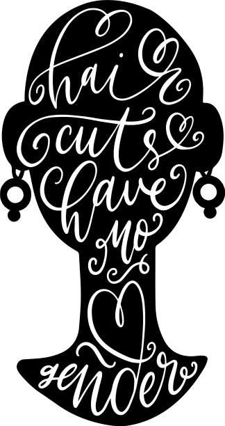 黑色剪影发型上的引用字母图片下载