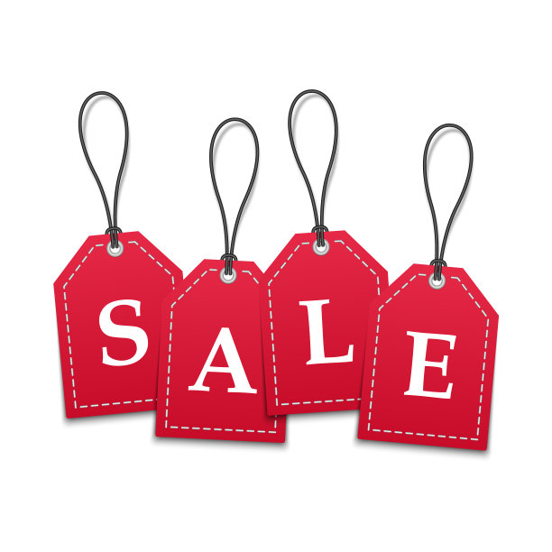 3d红纸价格标签销售孤立在白色图片下载