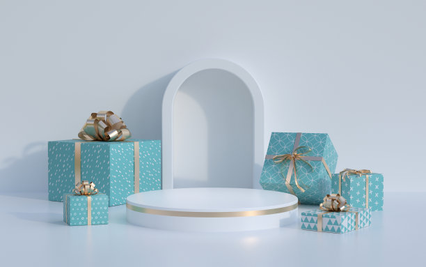 圣诞3d渲染场景和现代产品展示平台。“n图片下载