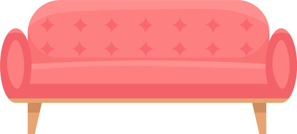 红色皮革沙发图标卡通风格图片下载