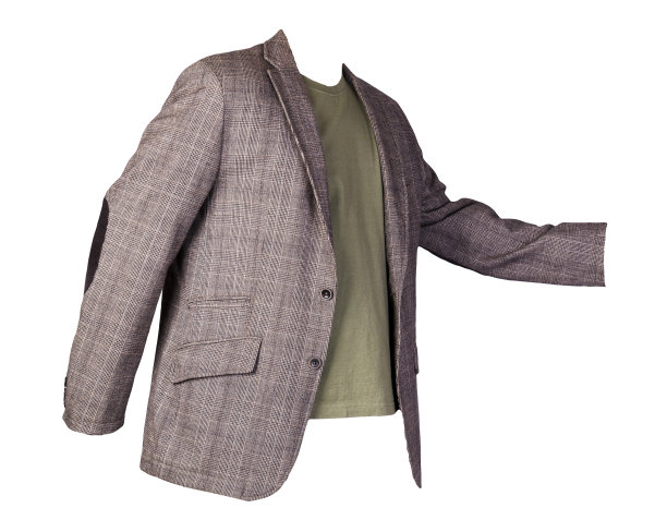 有纽扣的夹克和一件孤立在白色背景上的t恤。图片下载