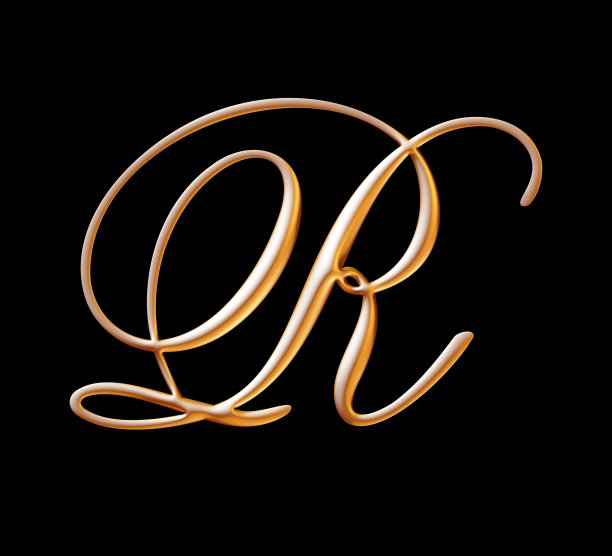 黄金3d字母表，浮雕字母r，大写字体，3d渲染图片下载