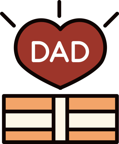 父亲节快乐，带着爱心的礼物盒图片下载