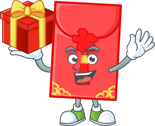 笑脸中国信封有一盒礼物图片下载