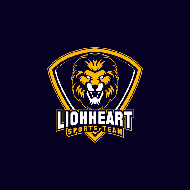 狮头吉祥物图标盾具有侵略性的表达图片下载