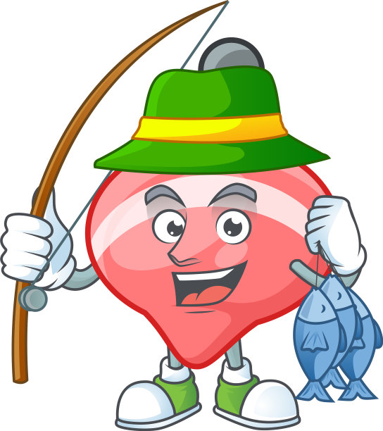 一幅画快乐钓鱼的中国红顶玩具设计图片下载