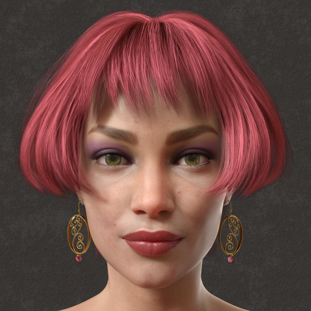 美丽的年轻女孩肖像数字3d插图图片下载