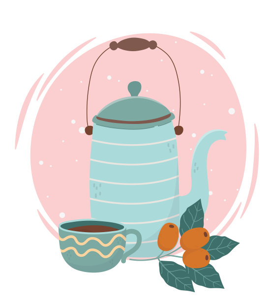 咖啡时间咖啡杯壶和种子新鲜图片下载