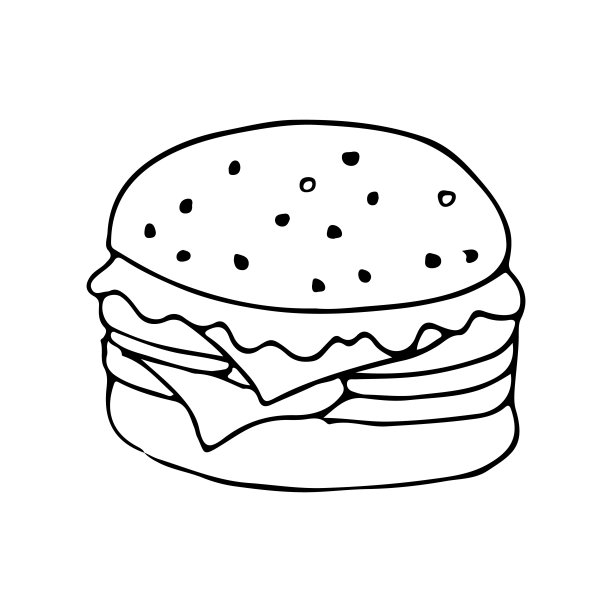 汉堡涂鸦插图矢量。手绘涂鸦图标矢量。图片下载