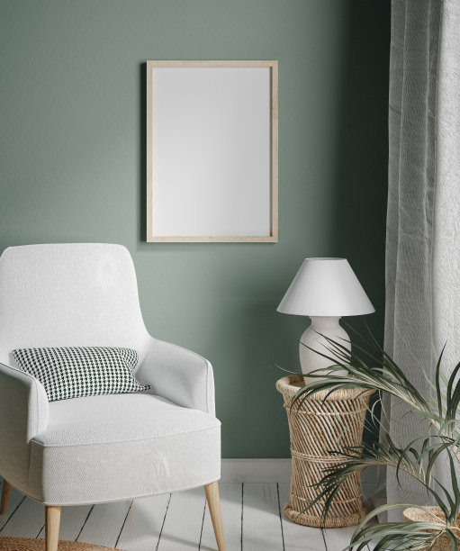 模拟框架与最小的装饰近距离在家庭室内背景图片下载