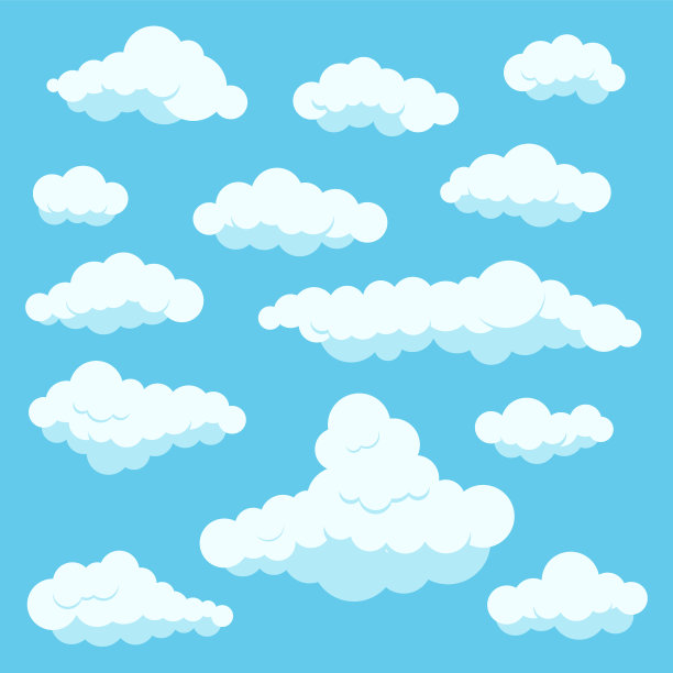 云白色图标孤立在蓝色图片下载