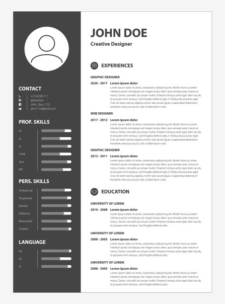 干净的简历申请表职业经历图片下载