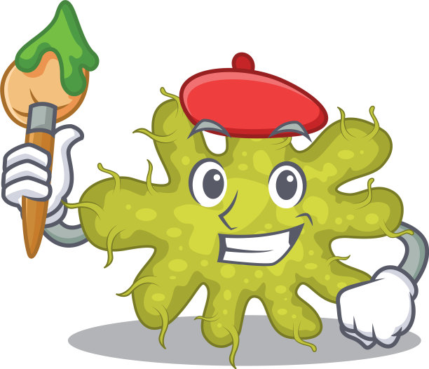 创意细菌艺术家吉祥物设计风格图片下载