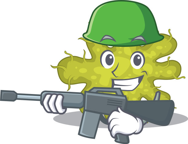 一个卡通图片细菌在军队风格图片下载