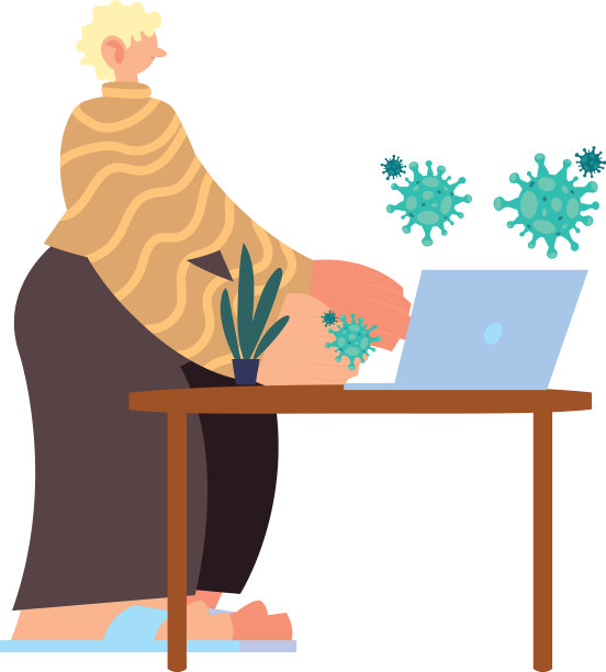 妇女致残工作场所的冠状病毒图片下载