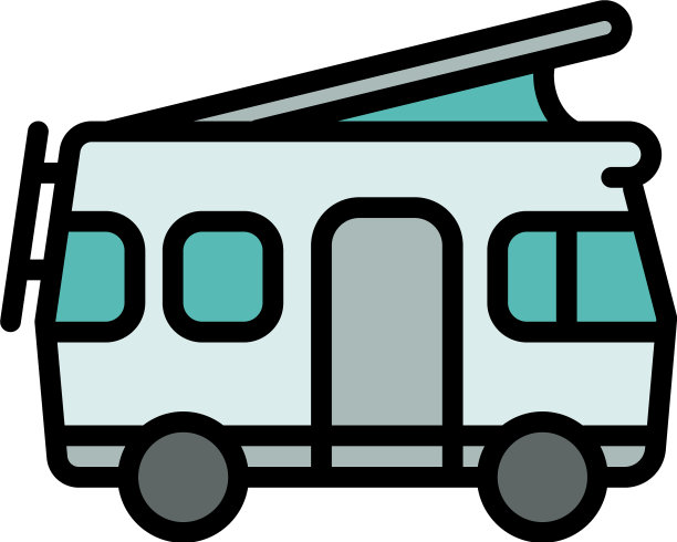 现代房车图标轮廓风格图片下载