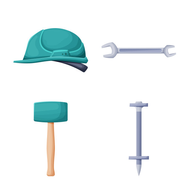 孤立的对象构造和工具图标集图片下载