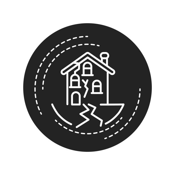 白色背景上的地震黑色字形图标：地震活动、震颤、网页、移动应用、促销活动、UI UX GUI设计元素图片下载