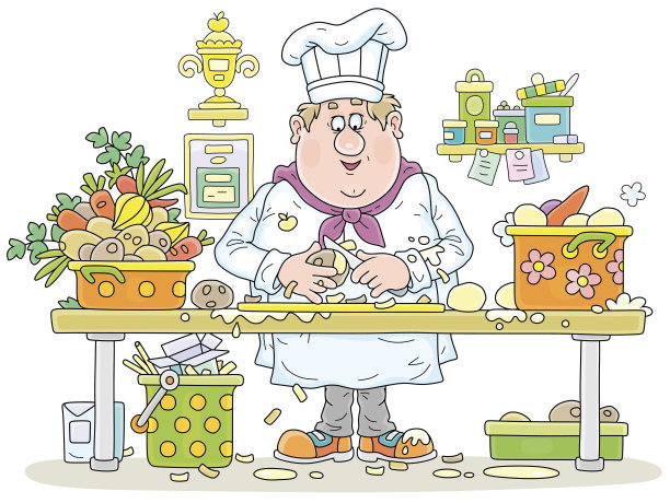 有趣的厨师为烹饪剥蔬菜图片下载