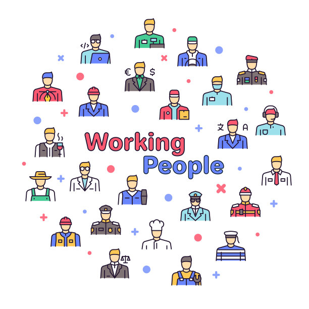 彩色线性图标圆形设置工作图片下载