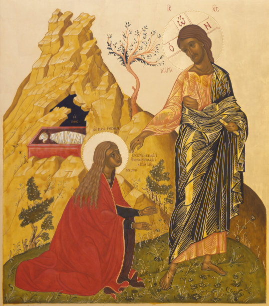 拉文纳-基督的出现后，从教堂Chiesa di Santa Maria Maddalena复活的玛丽抹大拉的图标。图片下载