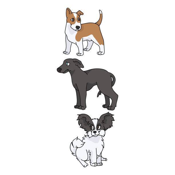 可爱的卡通小狗品种设置剪贴画图片下载