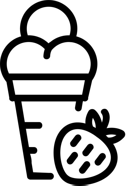 草莓冰淇淋蛋筒图标轮廓图片下载