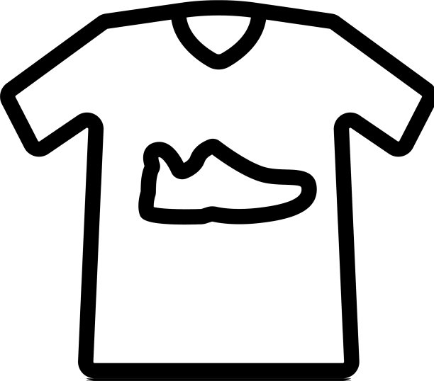 运动鞋印花t恤图标轮廓图片下载