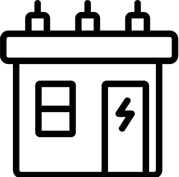 电力线控制大楼图标轮廓图片下载