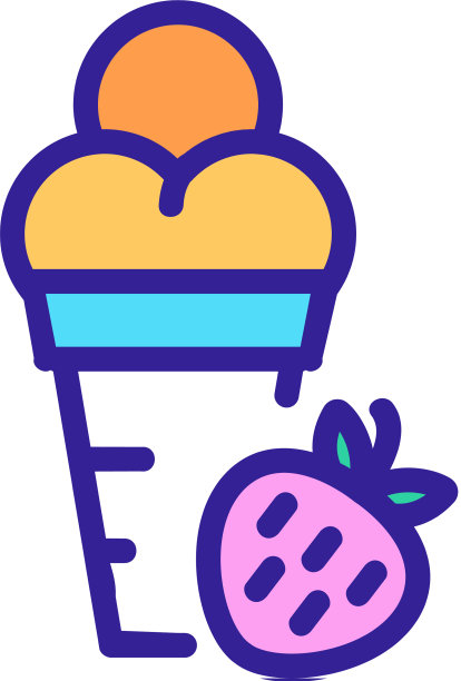 草莓冰淇淋蛋筒图标轮廓图片下载