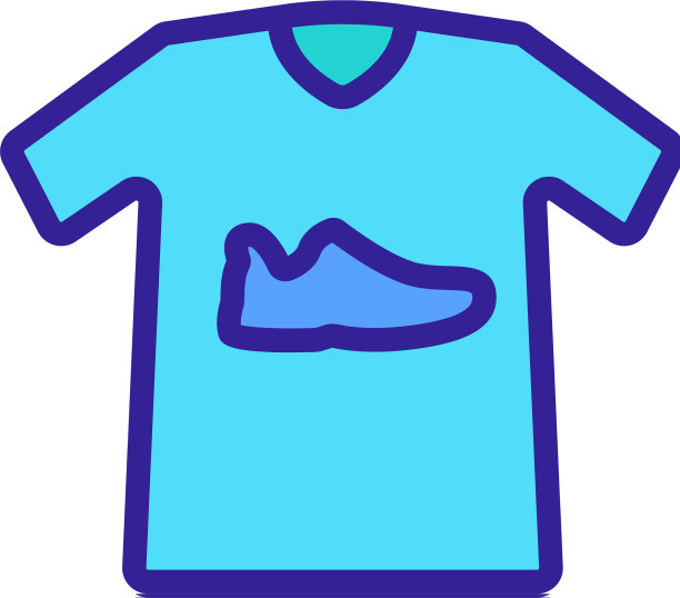 运动鞋印花t恤图标轮廓图片下载