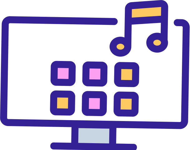 窃听音乐的电视图标大纲图片下载