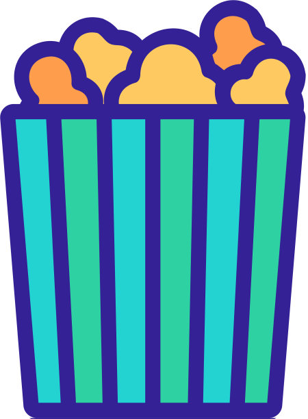 侧视图包图标中的影院爆米花图片下载