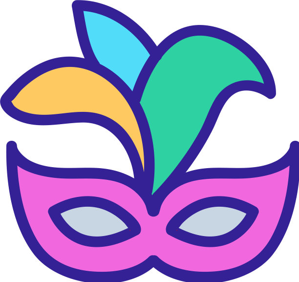 嘉年华面具与羽毛图标轮廓图片下载
