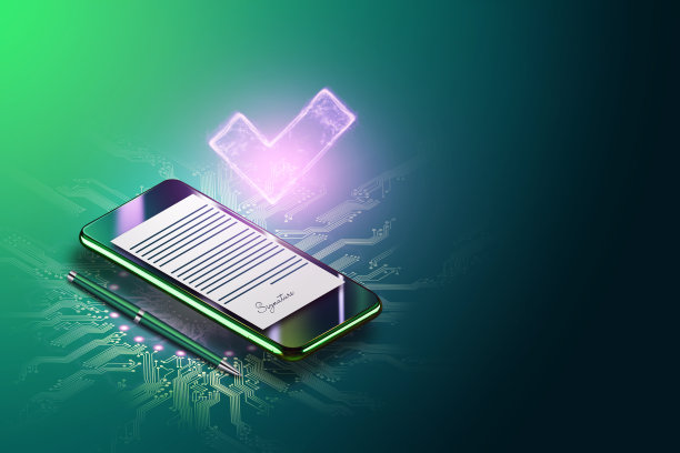 电子签名概念：远程商务，手机和合同签约图像，远程协作，混合媒体3D插画图片下载