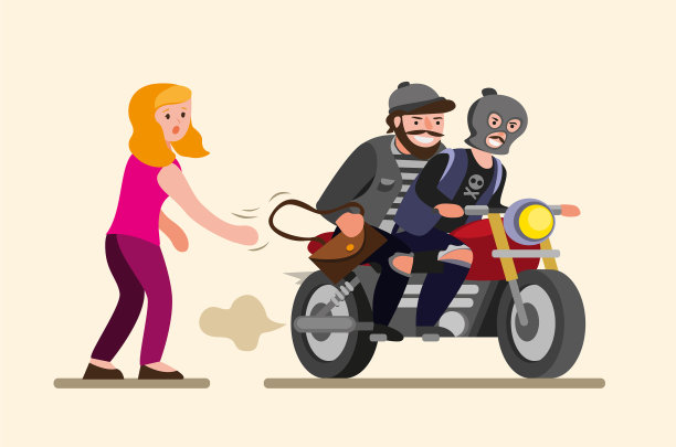 小偷从一个女孩手里抢走了她的手提包图片下载